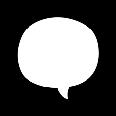 a white speech bubble on a black background