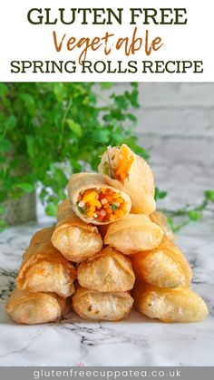 a pile of food sitting on top of a marble counter next to a potted plant