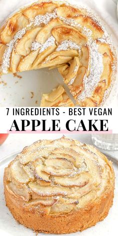 the best vegan apple cake is cut into slices