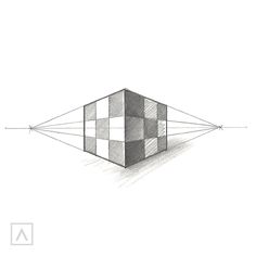 a drawing of a cube with lines going through it