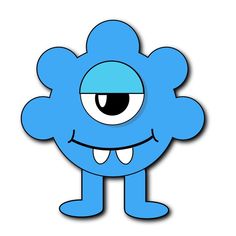 a blue cartoon character with big eyes and an angry look on his face, standing in front of a white background