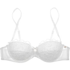 Nina Ricci Lace and jersey bra (5.785 RUB) ❤ liked on Polyvore featuring intimates, bras, lingerie, underwear, lace bra, bow lingerie, lingerie bra, underwire bra and lace underwire bra Fitted White Bra With Lace Trim, White Lace Bra Aesthetic, White Lace Delicate Bra, Pastel Lingerie, Coquette Lace Bra, Victoria's Secret Sheer Lace Bra, Lacy Bra