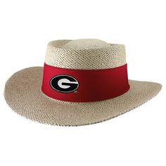 Georgia Bulldogs Tournament Straw Gambler Hat Summer Sports Sun Hat With Curved Brim, Summer Sun Hat With Curved Brim For Sports, Adjustable Golf Hats With Uv Protection, Summer Wide Brim Sports Hat, Summer Golf Hat, One Size Fits Most, Summer Golf Hats One Size Fits Most, Summer Golf Hat, Summer Sports Sun Hat With Wide Brim, Summer Sports Hat With Flat Brim