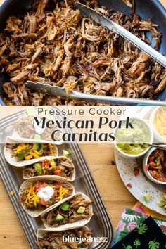 the pressure cooker mexican pork carnitass is ready to be cooked in the oven