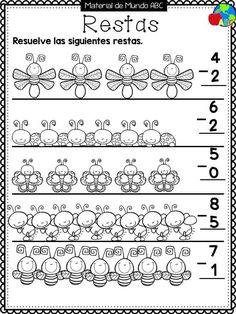 the printable worksheet for numbers 1 - 10 with pictures of animals and flowers