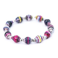 Bracelet - Esther Multi Masai Women, Paper Bead Bracelet, Make Paper Beads, Paper Bracelet, Paper Bead Jewelry, Fun Bracelet, Changing The World, Paper Beads, Linen Bag