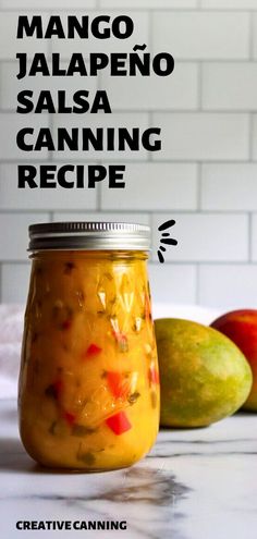 mango jalapeno salsa canning recipe in a jar