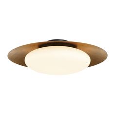 a ceiling light with an oval glass shade on the top and wooden trim around it