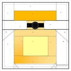 a cut out image of a table with yellow and black squares on it's sides