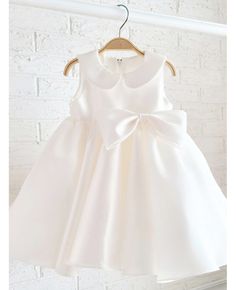 Get 10% off now! Buy cute white satin baby collar toddler flower girl dress with bow at cheap price online. Free stable shipping and pro custom service since 2009. White Princess Dress With Satin Bow For Dress-up, Spring First Communion Dress With Bow, Spring Princess Dress With Satin Bow For Dress-up, White Dresses With Satin Bow For Spring, White Satin Bow Dress For Spring, White Spring Dresses With Satin Bow, White Spring Dress With Satin Bow, White Princess Dress With Bow For Spring, Elegant White Dress With Peter Pan Collar