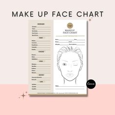 the makeup artist's face chart on a pink background