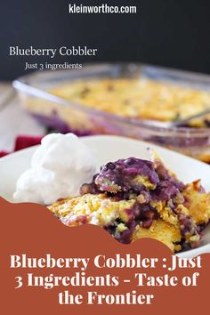 image Recipe: Blueberry Cobbler is one of my favorite blueberry desserts. It certainly tops the list for delicious 3 ingredient recipes that everyone loves. 3 Ingredient Recipes, Blueberry Desserts, Blueberry Cobbler, 3 Ingredient, Summer Desserts, 3 Ingredients, Cobbler, The List