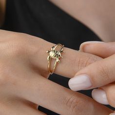 This 14k gold turtle ring is a comfortable piece of jewelry with a minimalist design. Handcrafted with precision and care, this solid gold ring is available in yellow, white, or rose gold, ensuring it perfectly complements your style. The ring features a '14K' hallmark, indicating its gold purity. Each piece of jewelry in the shop is handmade, typically taking 2-4 days to prepare. Your order will be delivered in an elegant package via express shipping. RING DETAILS ♥ Gold material: 14K solid gol Tortoise Ring, Ring For Mom, Turtle Ring, Animal Ring, Cute Turtle, Turtle Jewelry, Gold Rings Fashion, Gold Ring Designs, Cute Turtles