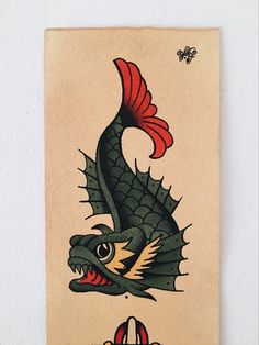 an image of a tattoo design on a piece of paper that looks like a fish