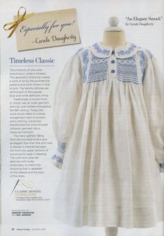 Girl's Traditional Smocked Dress Pattern as Published in CLASSIC SEWING MAGAZINE - Etsy Canada Smocked Dress Pattern, Linen Aesthetic, Smock Dress Pattern, Smocking Fashion, Smock Pattern, Hand Smocking, 19th Century Women, Smocked Baby Dresses, Art Smock