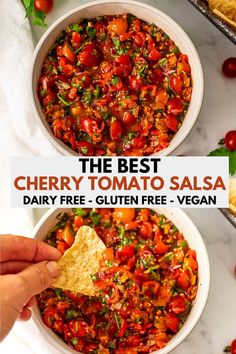 the best cherry tomato salsa recipe with dairy free gluten free vegan tortilla chips