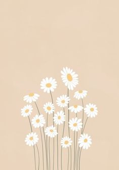 white daisies are in a vase on a beige background with the words, i love you