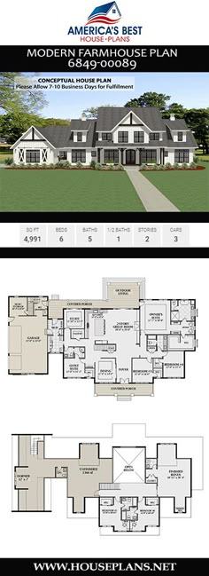 two story house plans with different floor plans