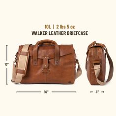 Mens Walker Leather Briefcase bag hover Classic Travel Briefcase With Leather Handles, Classic Rectangular Travel Bag With Waxed Finish, Brown Leather-lined Briefcase For Travel, Classic Brown Briefcase For Travel, Classic Vegetable Tanned Leather Shoulder Bag For Travel, Cognac Leather Travel Bag For Business Trips, Cognac Leather Travel Laptop Bag, Classic Leather Satchel For Travel, Everyday Cognac Briefcase With Luggage Sleeve