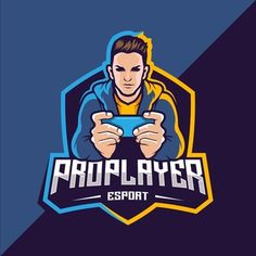 the logo for an esports team with a man holding a game controller in his hands