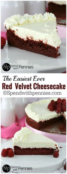 a slice of red velvet cheesecake on a plate