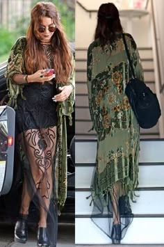 Florence Welch Style, Kimono Outfits, Boho Rock, Hipster Chic, Dark Dress, Hippy Chic, Boho Chic Outfits, Boho Kimono