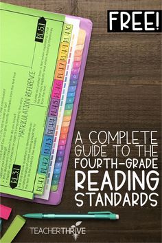 a complete guide to the fourth - grade reading standards for teachers with text overlay