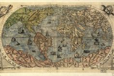 an old world map with many different countries