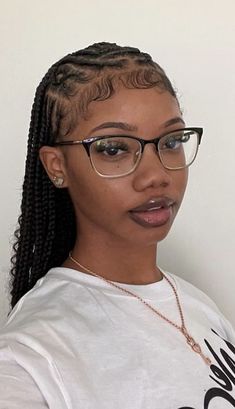 Hair Inspo Black Women Protective, Dyed Hair Braids, Braids With Glasses, Braids And Glasses, Braids Inspo For Black Women, Protective Braid Styles, Simple Braids For Black Women, Styling Edges, Vacation Hairstyles For Black Women