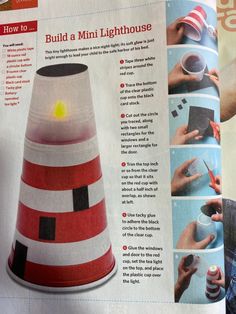 an article in a magazine about how to make a mini lighthouse