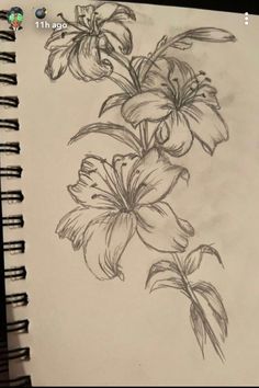 a drawing of some flowers on a piece of paper