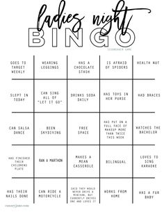 a printable wedding game with the words bride's night bingo on it