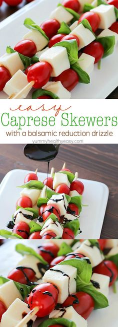 caprese skewers with a balsamic reduction drizzle