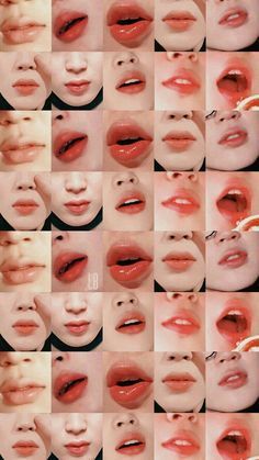 many different images of lips with various expressions and shapes, all showing the same amount of lipstick