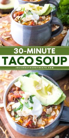 Want more of winter comfort food ideas? Try this 30-minute Taco Soup recipe! It's a quick and easy hearty soup loaded with ground beef, onion, corn, peppers, beans, tomatoes, and seasonings. Add this homemade winter soup to your healthy dinner option!