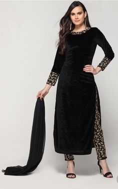 Velvet Dress Indian, Velvet Suits Women Indian, Velvet Salwar Kameez, Black Pakistani Suit, Velvet Salwar, Velvet Dresses Outfit, Velvet Kurta