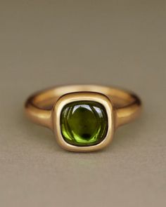 The Duchess by George Rings - Peridot Cabochon in solid 18k yellow gold Estate Ring, Sweet Ring, Estate Rings, Ring Setting, Bottle Green, Ring Sizer, The Duchess, Pink Ring, Green Tourmaline