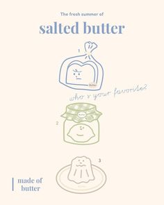 an advertisement for salted butter with three images