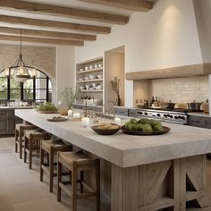 a large kitchen with lots of counter space