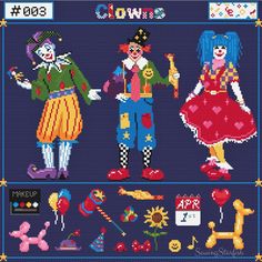 the cross stitch pattern for clowns