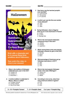 a halloween book with an image of a skull on it and the words,'10 questions