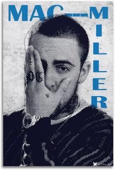 a man with glasses on top of his head and the words mac miller above him