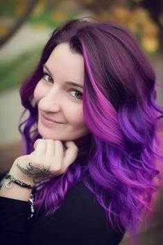 Purple Hair Inspiration, Purple Hair Streaks, Unusual Hair Colors, Purple Hair Color, Purple Balayage, Caring For Colored Hair, Cute Hair Colors