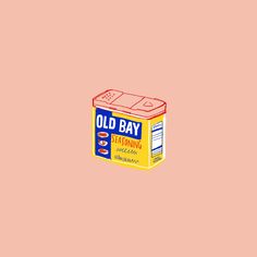 an old bay box on a pink background