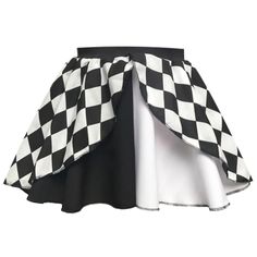 a black and white skirt with a checkerboard pattern on the front, as if it were made out of fabric