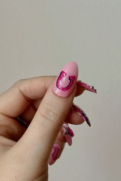 horse shoe nails. lucky nails. pink nail inspo. pink pony club. chappell roan Pink Pony Club Nails, Chappell Roan Nails, Marathon Nails, Press On Designs, Lucky Nails, Pink Sparkle Nails, Nail Inspo Pink, Horse Nails, Pink Nail Inspo