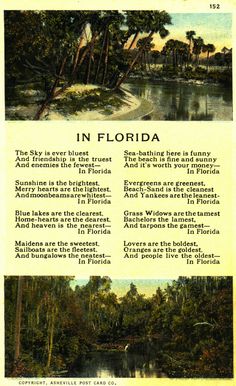 an old florida postcard with the caption's information about what to see and where to go