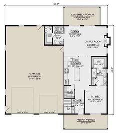 the floor plan for a home with two bedroom and an attached garage, which is also in