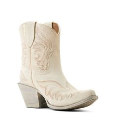 ARIAT INTERNATIONAL, INC. Boots Ariat Women's Chandler Cloud White Suede Snip Toe Western Booties 10050899 Western Wedding Boots, Flowy Skirts, Western Fits, Rolled Up Jeans, Wedding Boots, Ariat Boots, Leather Western Boots, Western Booties, Western Boot