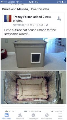 an image of a cat house that is in the middle of two pictures